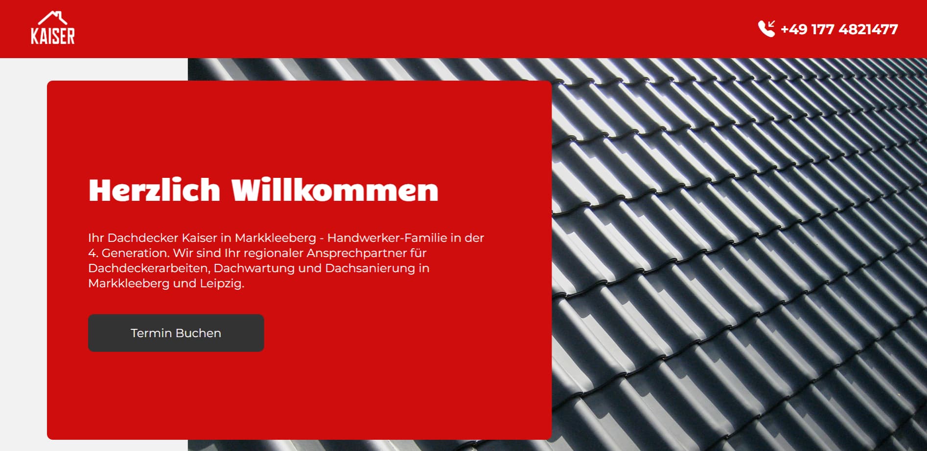 Screenshot der Website Dachdecker Kaiser